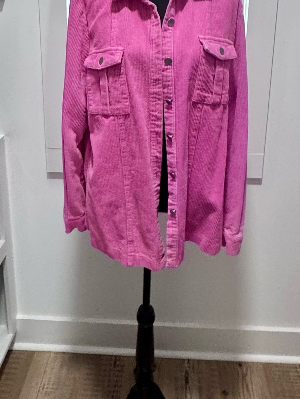 BiBi Vibrant Pink Corduroy Button-Front Jacket
